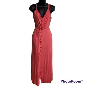 The Vanity Room Pink Twist Knot Front Maxi Dress